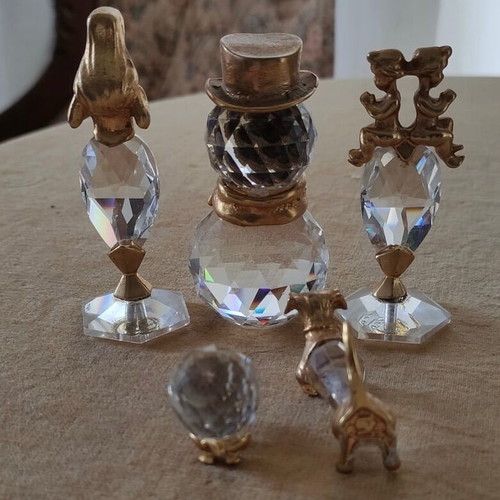 Small Swarovski collection with gold-plated decoration 5 pieces used