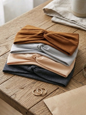 Set of 4 women's hairbands new, gray and beige