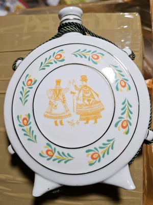 Traditional Hungarian Hollohaza flask canteen used, porcelain