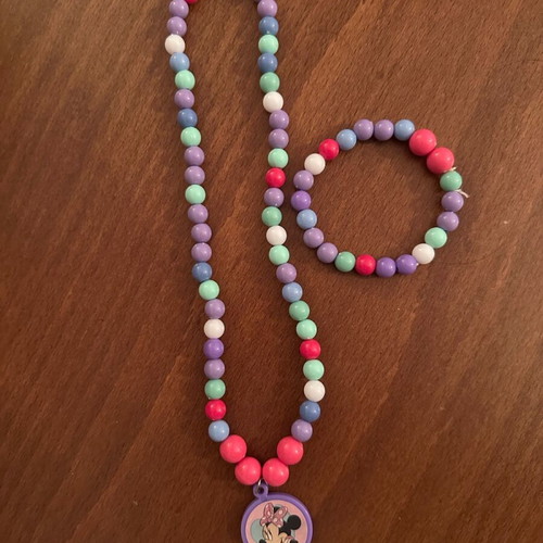 Disney necklace and bracelet set used, multicolor for girls
