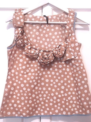 Manila Grace blouse size 40 like new, cotton, beige with white dots