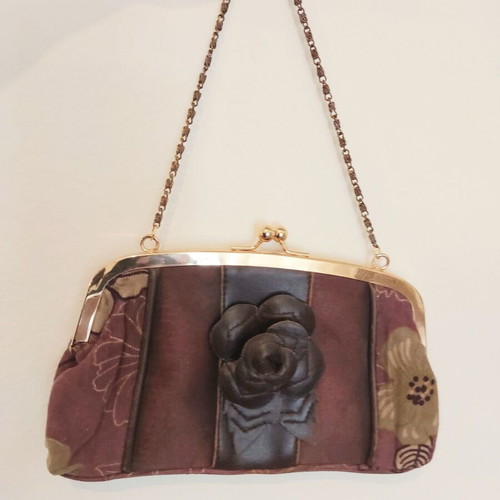 Vintage Alexi Andriotti floral purple and green handbag used