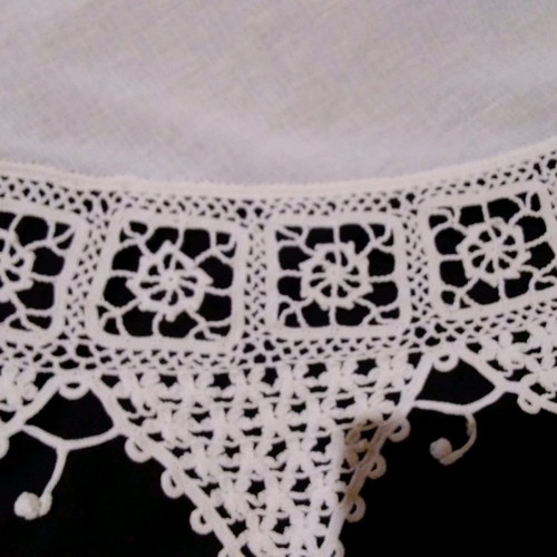 Handmade crocheted round tablecloth used with butterfly lace No 40
