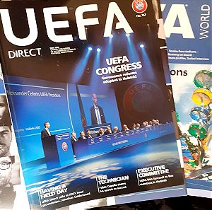 Μια κούτα περιοδικά και ένα κουτί  DVD ,PVC UEFA και FIFA