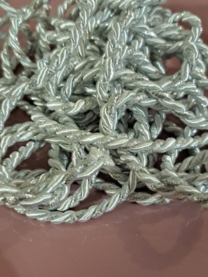Two-tone cord 7 meters 5mm new in silver and white