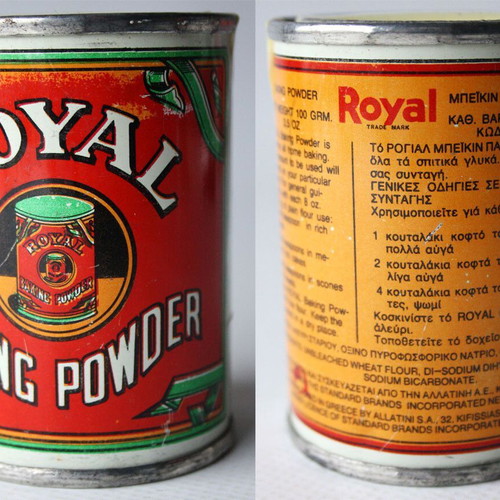 Royal Baking Powder Vintage 80's Greek Retro Metal Tin sealed