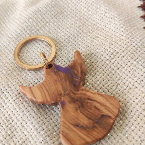 Wooden angel keychain