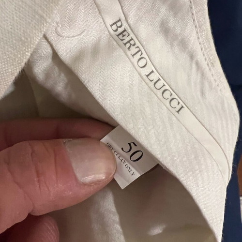 Berto Lucci Milano suit official 100% linen new, white