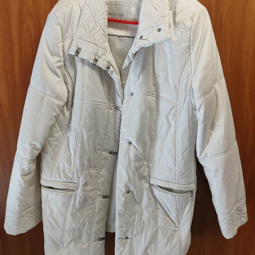 Quilted winter jacket like new, white, size L