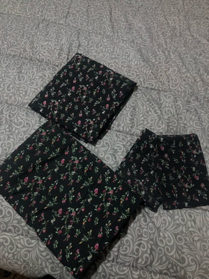 Black floral bedding set for double bed new
