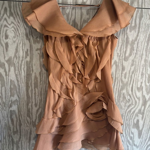 Zini Atelier dress like new, brown caramel shade with floral details