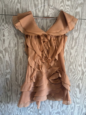 Zini Atelier dress like new, brown caramel shade with floral details
