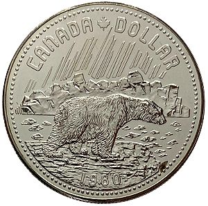 Ακυκλοφόρητο Ασημένιο Νόμισμα Καναδάς 1 Δολάριο 1980 V3