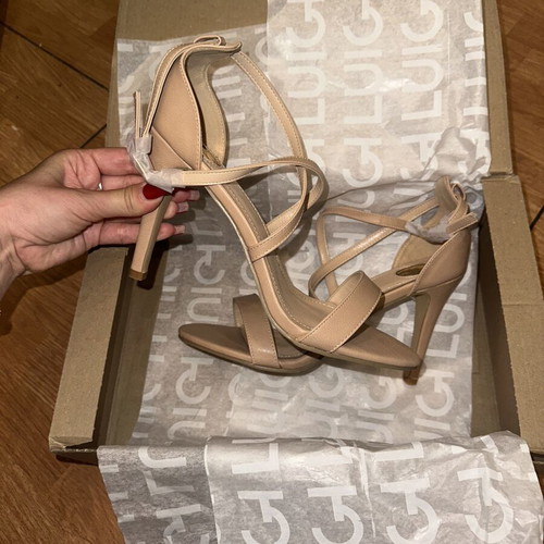 Luigi high heel sandals size 40, beige