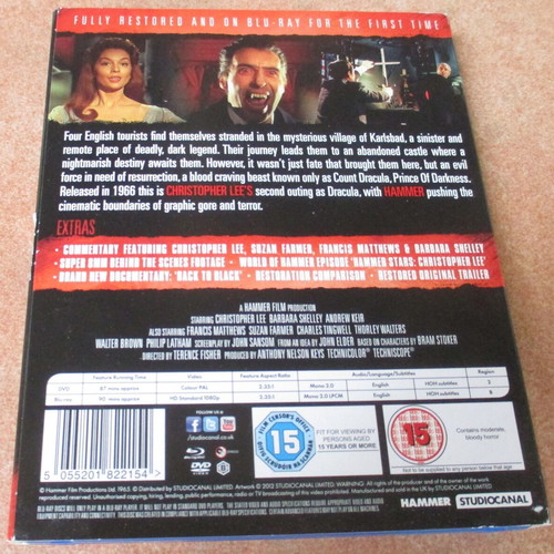 Dracula Prince of Darkness Blu-ray & DVD used, region B/2