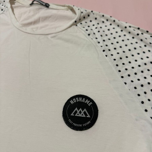 NoShame T Shirt men's white medium used with sleeve design