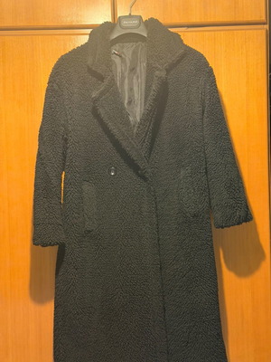Women's teddy long coat black like new, one size