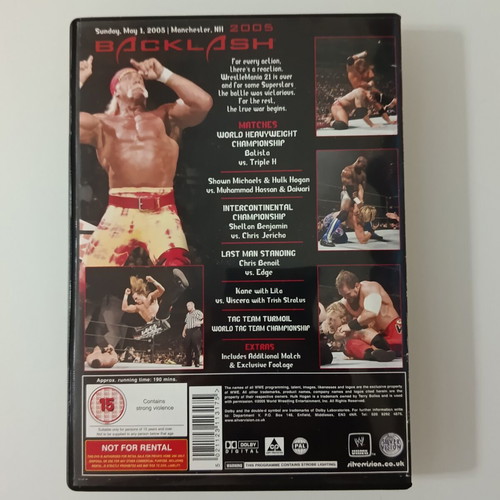 Backlash 2005 wrestling DVD used, no Greek subtitles