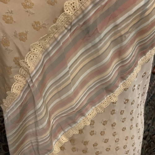 Lussile silk satin skirt-dress pink and grey, new