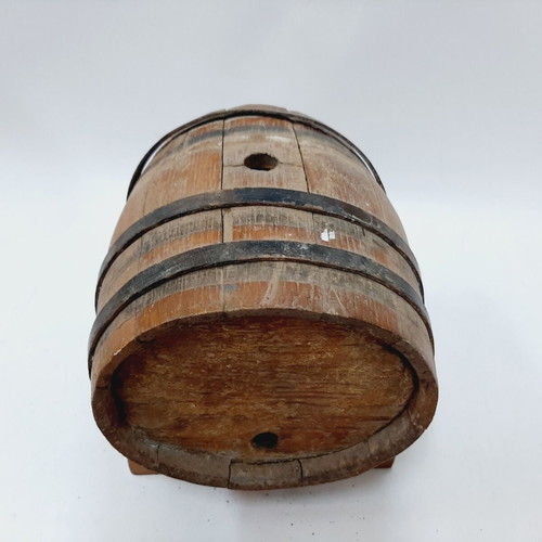 Vintage oak barrel USSR 70s with stand, 18×14×15 cm