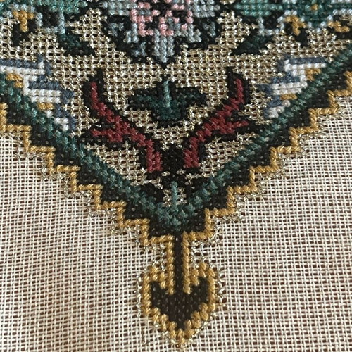 Handmade square with golden lace like new