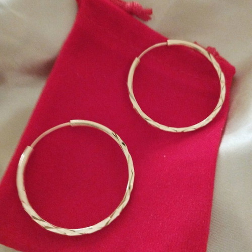 Gold-plated hoop earrings new, 3.5 cm diameter