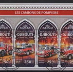 Mini sheet stamps Djibouti 2019 new, fire trucks