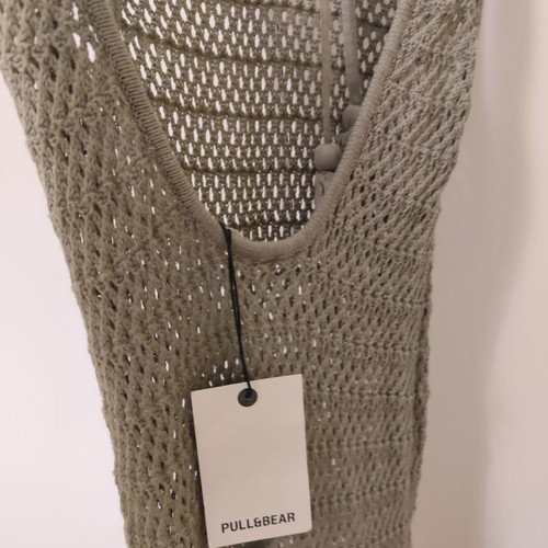 Pull & Bear φόρεμα παραλίας crochet ολοκαίνουργιο, χακί, μέγεθος S