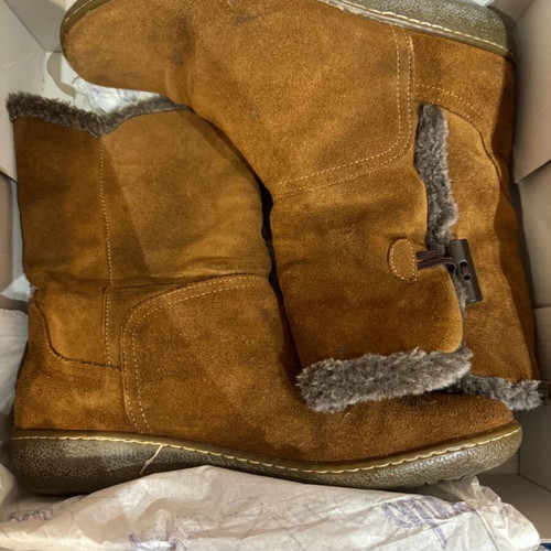 Suede boots used, brown, size 39 with warm lining