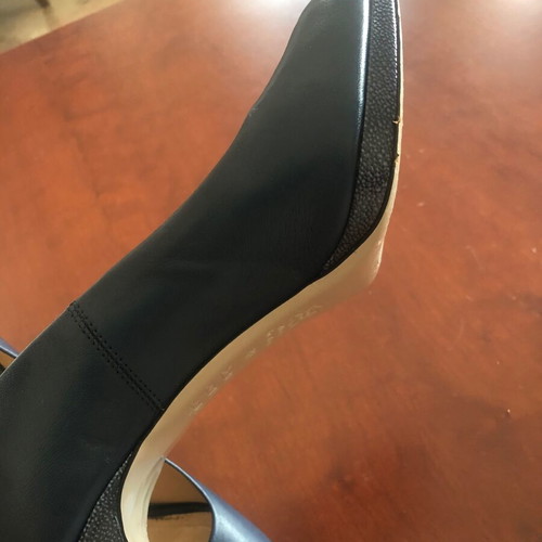 Fratelli Karida leather peep-toe pumps, blue, heel 8 cm