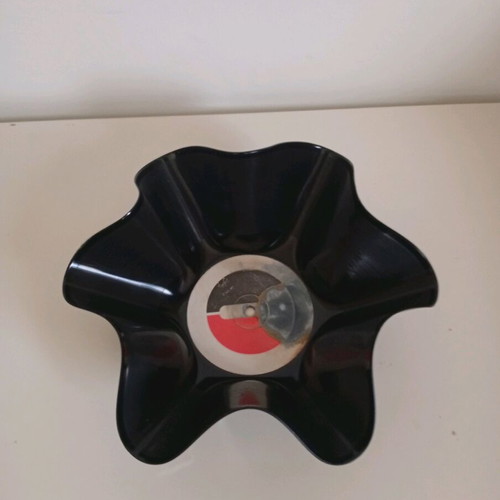 Bowl made from vinyl record used, asymmetrical