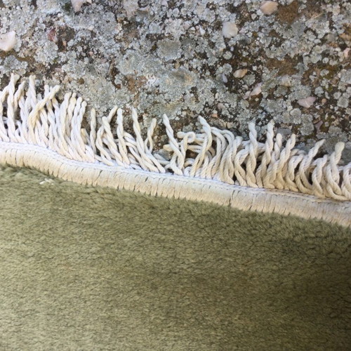 Wool rug used green pastel 165x70 cm with thick pile