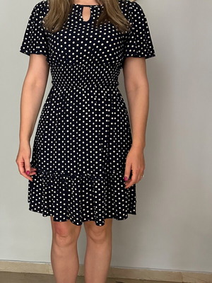 Φόρεμα Shein M σαν καινούργιο, 100% viscose, μπλε με άσπρες βούλες