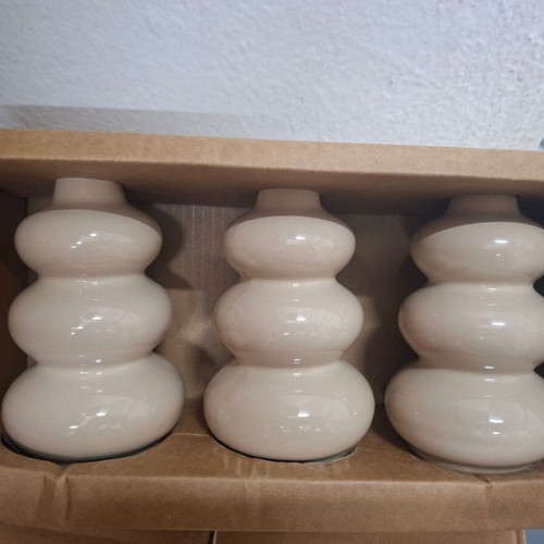 Decorative vases new, set of 15, beige, 10cm height