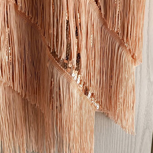 Shein dress with fringes pink like new, size S