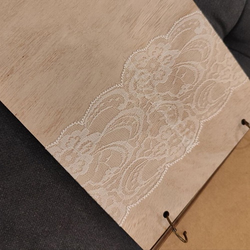 Wooden wedding album new with lace ribbon and 3D letters