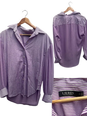 Ralph Lauren Purple and White Striped Button-Up Shirt used