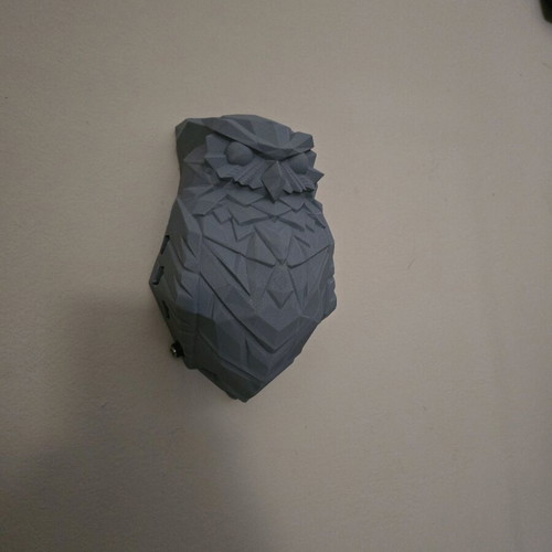 Owl wall light 3d printed, new, gray color