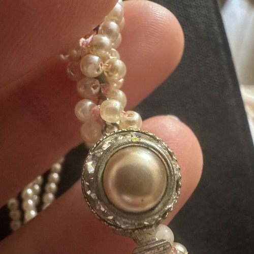 Vintage multi-strand pearl bracelet with cabochon clasp