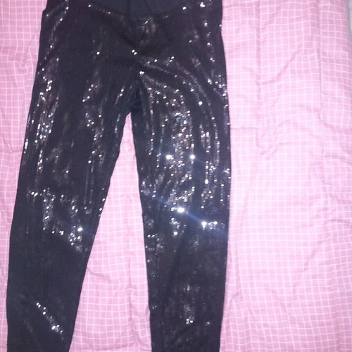 Leggings with sequins black, low-rise, like new