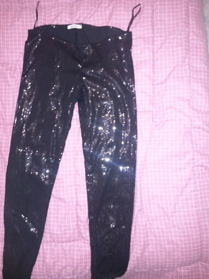 Leggings with sequins black, low-rise, like new