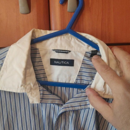 Nautica men's shirt size L like new, white and blue