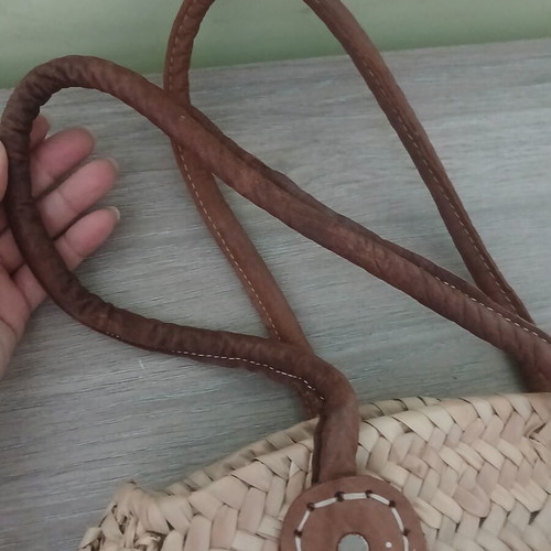 Handmade straw bag like new, beige, approx. 40×30 cm