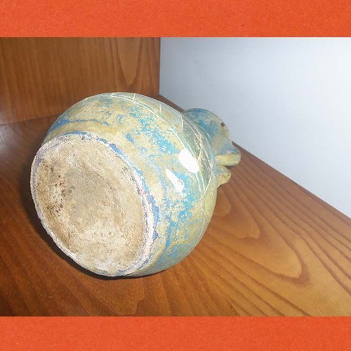 Ceramic decorative vase handmade water jug used, colorful geometric motifs