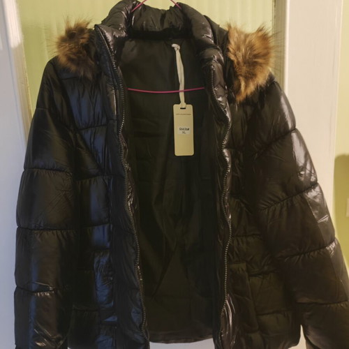 Women's black jacket with detachable hood, XL
