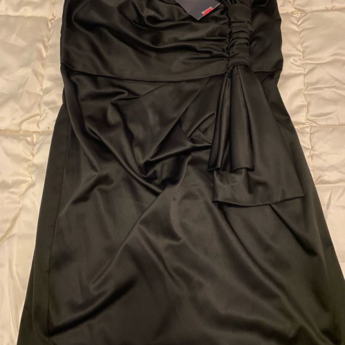 Satin evening dress new with bow XL black