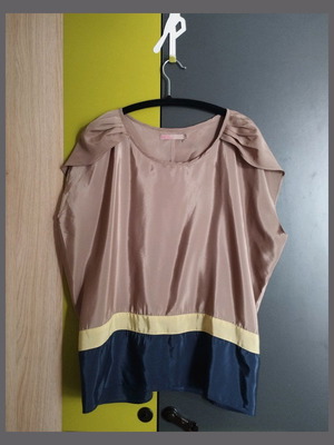 Satin blouse women Saint Tropez new, brown, size S/M