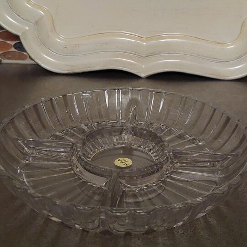 Glass tray with 5 compartments 25 cm new for nuts