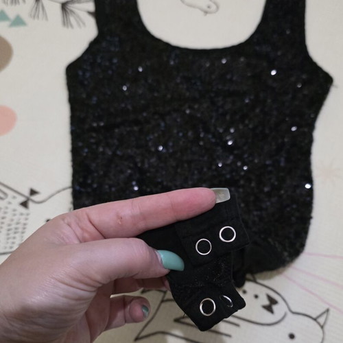 Black Sequin Scoop Neck Bodysuit like new