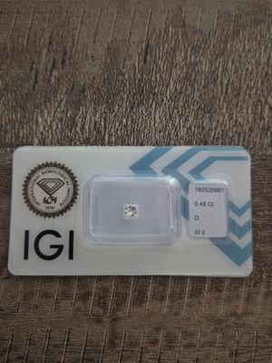 Princess Cut Diamond 0.48 Carat D Color SI2 Certified IGI